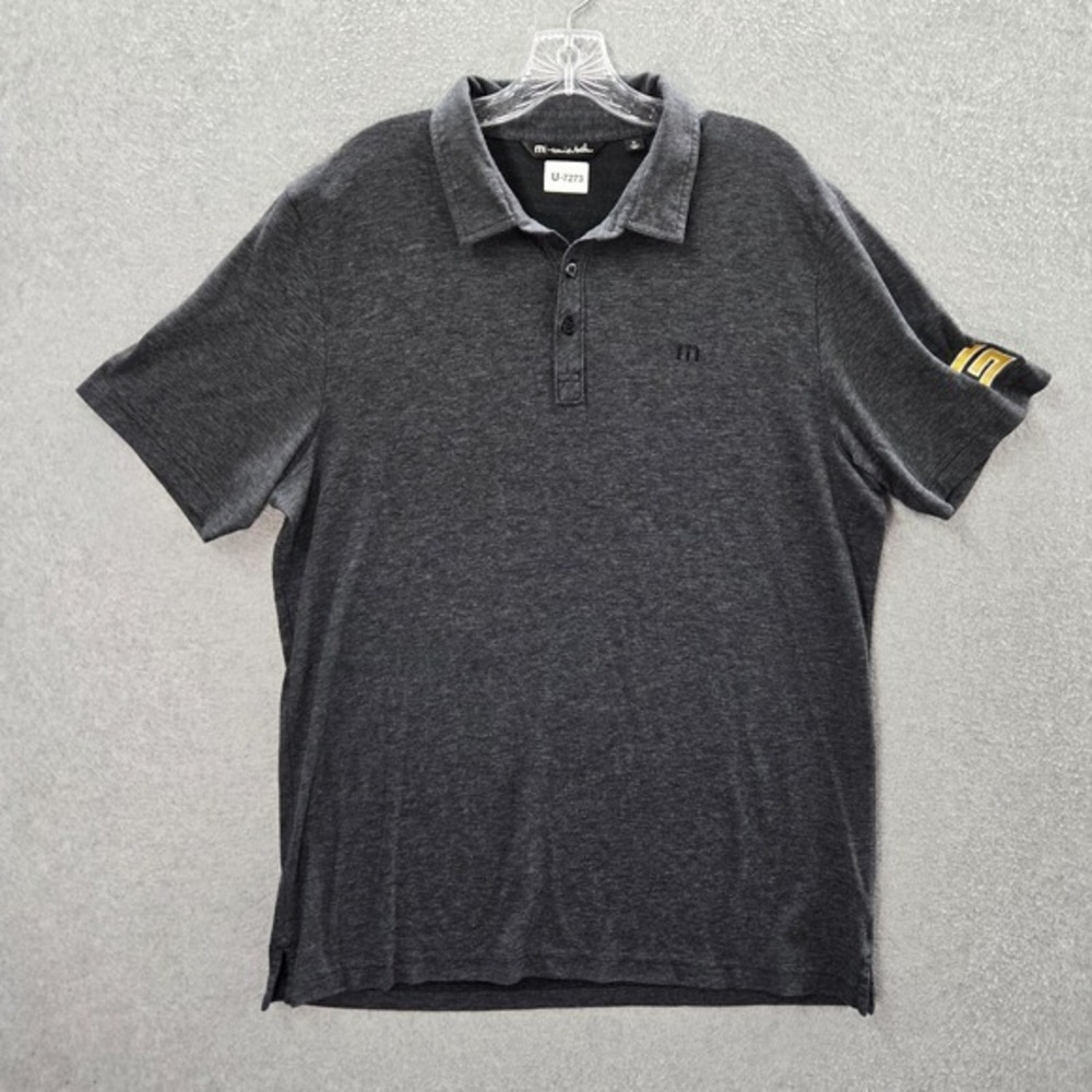 Travis Mathew Men Polo Shirt XL Gray Pima Cotton Logo Short Sleeve Collar